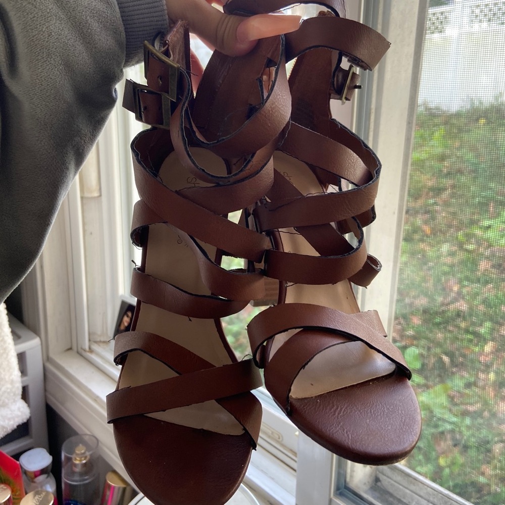 Medium Brown Strapy Heels from Shoedazzle